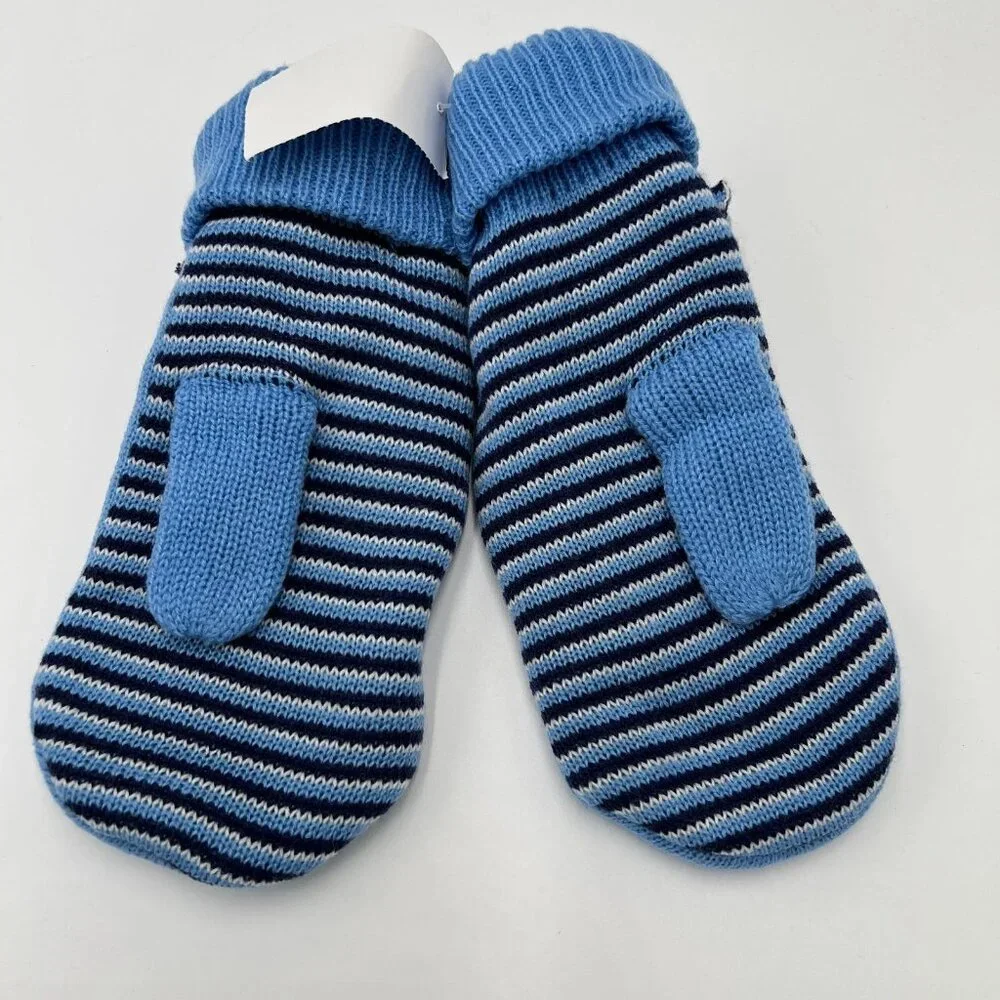 Adidas Womens OSFA Blue Striped Knit Bow New York City FC MLS Winter Mittens NWT